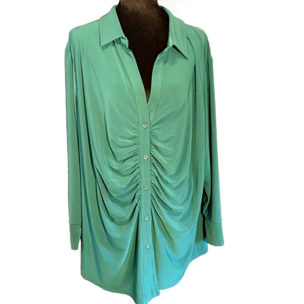 NWT Cato Hunter Green Long Sleeve Scoop Neck Top